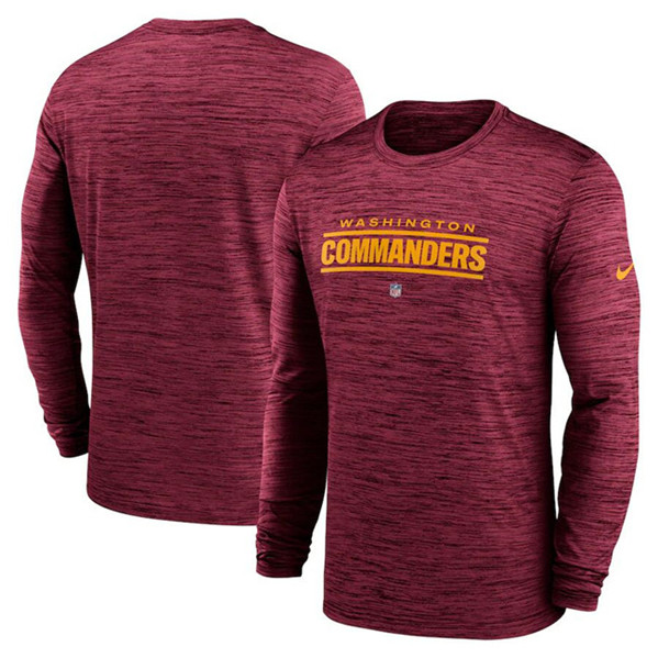 Washington Commanders Burgundy Sideline Team Velocity Performance Long Sleeve T-Shirt